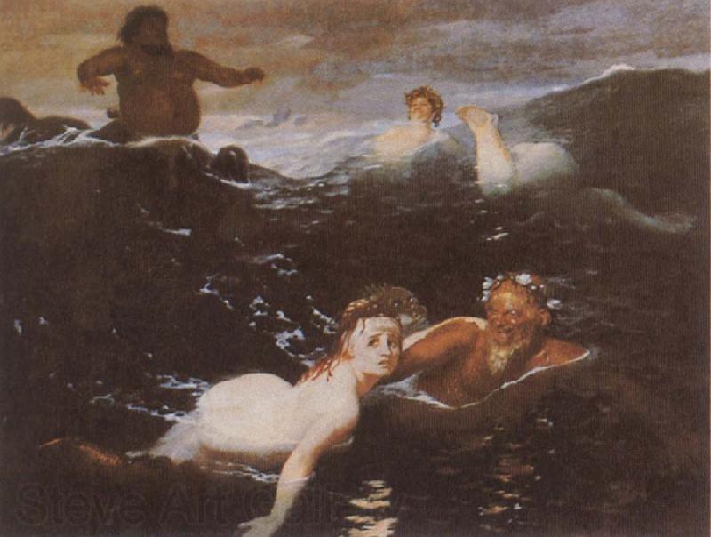 Arnold Bocklin Playing in the Waves Spain oil painting art